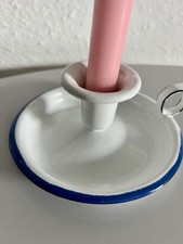 Nostalgie Kerzenhalter Kerzenständer Kerzenleuchter ?️ Emaille Email weiß blau