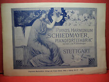 Stuttgart Schiedmayer Reklame Werbung 1895 Pianofabrik PIANOS Harmonium SELTENST
