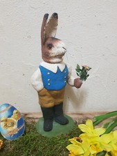 alter Osterhase Mann Junge RARITÄT Candy Container Pappmache Füll Box Masse