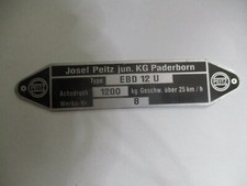 Josef Peitz Typenschild Schild