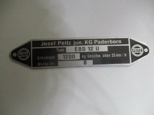 Josef peitz typenschild - peitz, schild