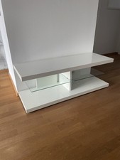 TV-Lowboard in Hochglanz Weiß mit blauer LED-Beleuchtung