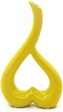 Keramik Vase Gelb Herz Vasen Deko Wohnzimmer Modern Tulpenvase Blumenvase Tisch