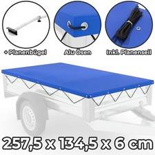 Anhänger-Plane + Planenbügel 257 x 134 cm Flachplane Stema 750kg Abdeckplane Pkw