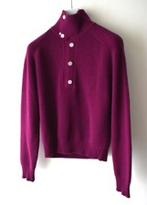 Hermes Mulberry rot schwer gerippt Strick Kaschmir hochgeschlossen Pullover Größe Large £2755