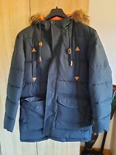 Herren Steppjacke Parker Gr. 54 blau Kapuze Pelz Männer