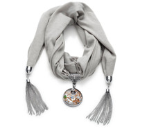 Tuchkette mit anhänger grau - tuchkette,