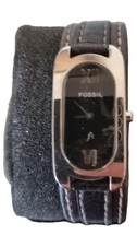 Fossil Damen Armbanduhr Schwarz Leder Edelstahl Casual Modern Retro Uhr