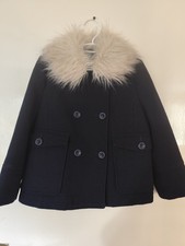 Carmel Clothing Marineblau Knopf Kunstfellkragen Mantel Mädchen Größe 5-6 Jahre