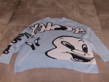 Damen Weekday, Strickpullover, Größe L blau mit Motiv Oversized