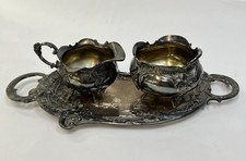 Antikes WMF Set Tablett mit Milchkännchen & Zuckerdose um 1890, WMFB