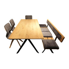 Wiemann Essgruppe 45225 Tisch Wildeiche Massiv Natur Gestell Metall Lack 