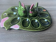 Ostern Eierteller Henne mit Salz und Pfeffer Streuer   .  Vintag 60; 70 Jahre 