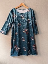 VILA Samt- Tunika Kleid Long- Shirt Oberteil XL Petrol A- Linie Festlich 