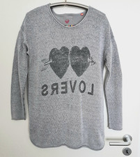 Lieblingsstück Longpullover Pullover Damen Gr. 40 – 42 Grau Herz
