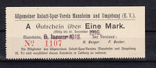 Mannheim - Sparverein - 1 Mark - 06.01.1916 - Tieste 4360-05.01.A