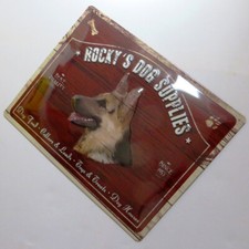 ROCKY'S DOG SUPPLIES = Geprägtes Blechschild TOP Hundesalon Hund = SCHÄFERHUND