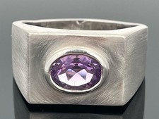 RING GR. 20 (CA.63) AUS 925/-SILBER RHODINIERT MIT AMETHYST SCHMUCKJAGD