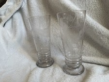 2 Biergläser mit Trinkspruch Ätzglas Antik um 1900 