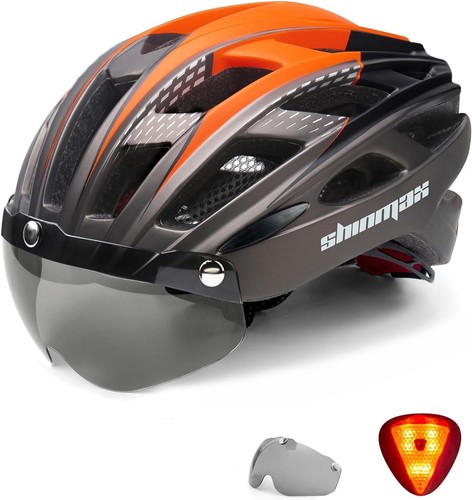 Fahrradhelm mit visier und led - mit,