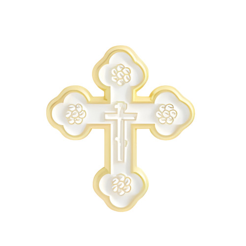 Orthodox cross white pin jesus - white,