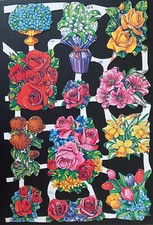 Glanzbilder Bogen MLP 1580 Blumensträuße mit Silberglitzer