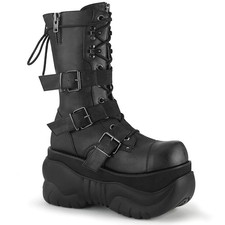 DemoniaCult Plateaustiefel - Boxer-230 | Gothic Dark Absatz PU Leder