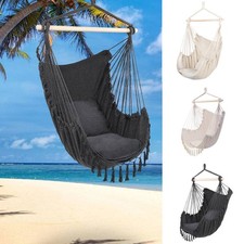 Hängematte Hängestuhl 150KG Hängesitz Hängesessel Schaukel mit 2 Kissen Home NEU