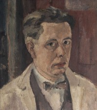 Gerhard Schulte-Dahling Selbstporträt im Malerkittel Expressionismus Öl Leinwand