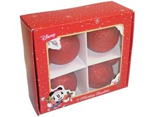 👉 Disney Weihnachtskugeln Set 4 Stück – Mickey Mouse Rot Glitzer 7cm