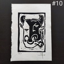 Otto's Originals Limited Edition Linodruck "Smoking Bull" signiert