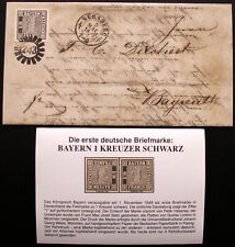 Schwarzer Einser Bayern. Brief und Kehrdruck als Faksimile. Siehe Info+13 Bilder
