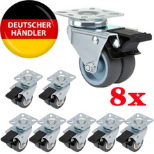 8x Schwerlastrollen Lenkrollen Transportrollen 50mm Mit Bremse Tragkraft 400kg