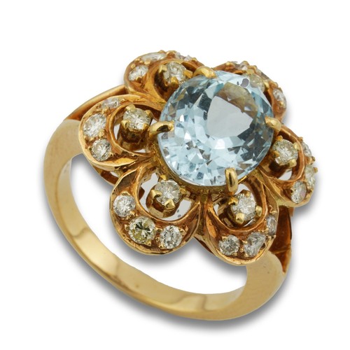 Brillant aquamarin ring 750 - ring,