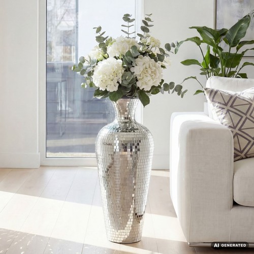 Vase 70cm aluminium silber - 70cm,