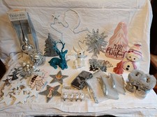Weihnachten Konvolut Silber Deko Hirsch,Fensterhänger Baumspitze