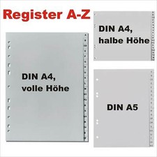 DIN A4 oder A5 Buchstabenregister A-Z Kunststoff-Ordner-Register grau 20-teilig