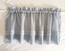 2x Scheibengardine /Bistro hellblau, weiß gestreift   B 99 x H 27,5   neuwertig