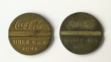 2 Coca-Cola Automaten Chip Münze Marke Siber Roma token