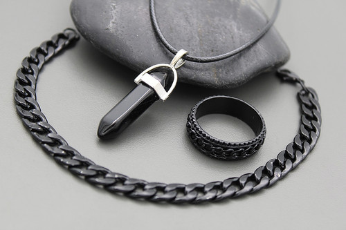 Herren schmuckset schwarz - 🖤,