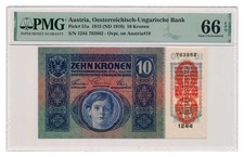 ÖSTERREICH Banknote 10 Kronen 1919 PMG MS 66 EPQ Gem Uncirculated