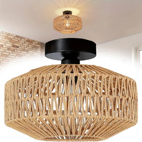 Vintage rattan deckenlampe e27 - rattan,