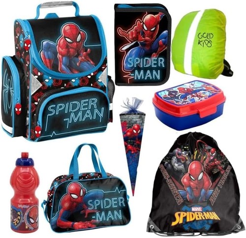 8er set schulranzen spiderman - set,