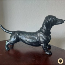 Dackel Figur Harz schwarz