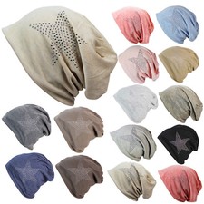 Glamxx24 Damen Herren Unisex Long Beanie Mütze Stern Strass Applikation Hut Hat