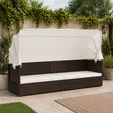 Gartensofa Polyrattan Schwarz