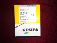 GESIPA 500 Stk. Blindnieten 4 x 8, Flachrundkopf, Popnieten,  Alu, Edelstahl A2