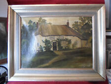 "REETGEDECKTES HAUS AN DER KURISCHEN NEHRUNG"  Altes, orig. LANDSCHAFTSGEMÄLDE