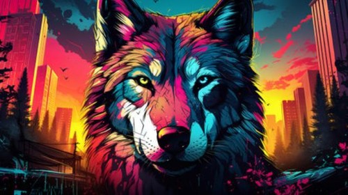 Wandbild wolfsgesicht der - wandbild:,