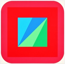 Pfahler, Konkrete Komposition in Rot-, Blau- und Grün... [Sign. Orig.-Siebdruck]